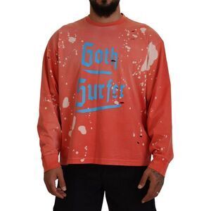 Dsquared² Orange Printed Long Sleeves Pullover Men's Sweater